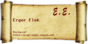 Erger Elek névjegykártya